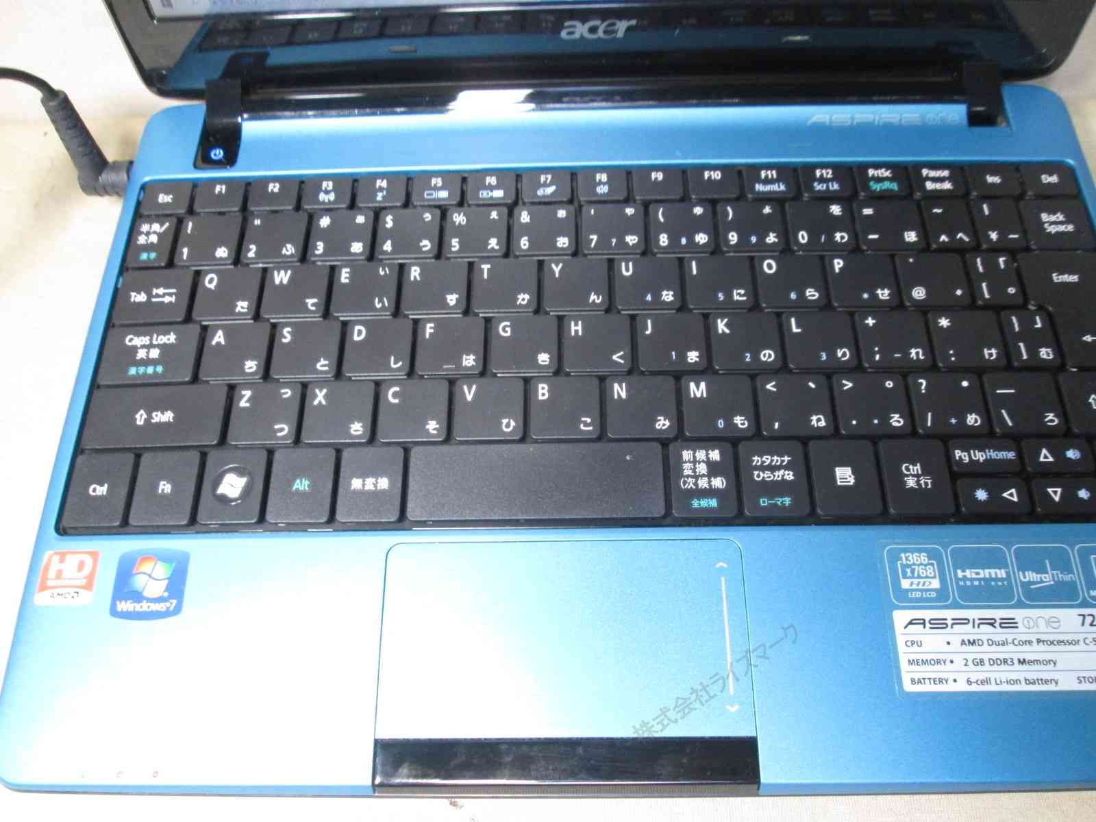 Acer Aspire One 722-N52C/B【AMD C-50 1.0GHz】 【Windows10 Home】MS