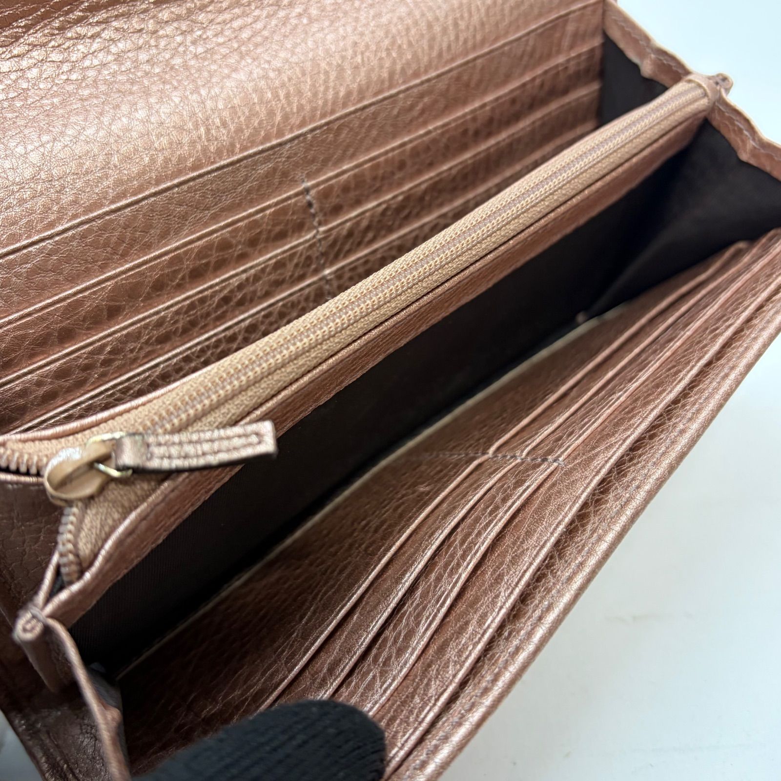 3070 美品 GUCCI グッチ 長財布 インターロッキング ピンクゴールド 