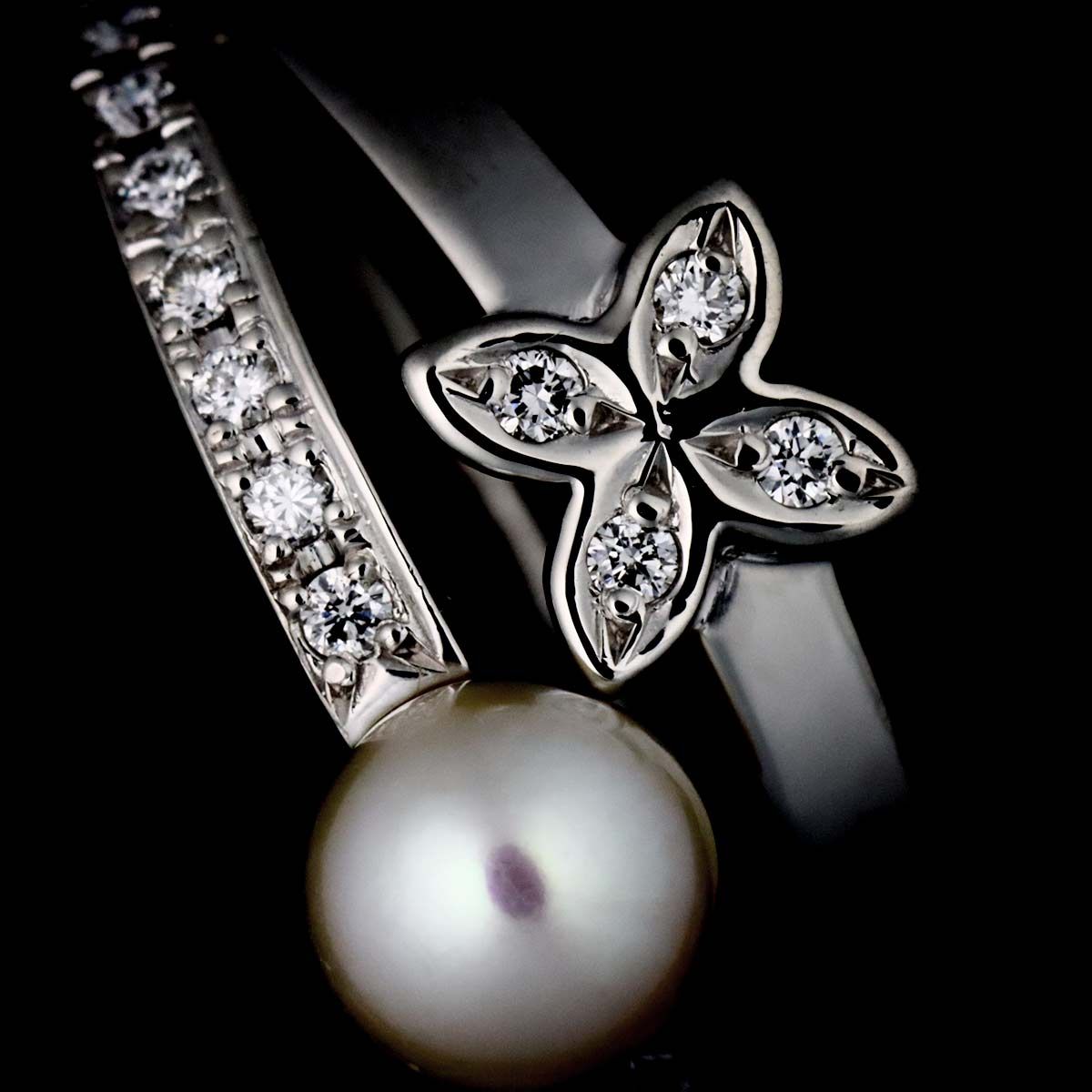 ミキモト MIKIMOTO 9号 リング アコヤ真珠 5.5mm ダイヤ Pt プラチナ 