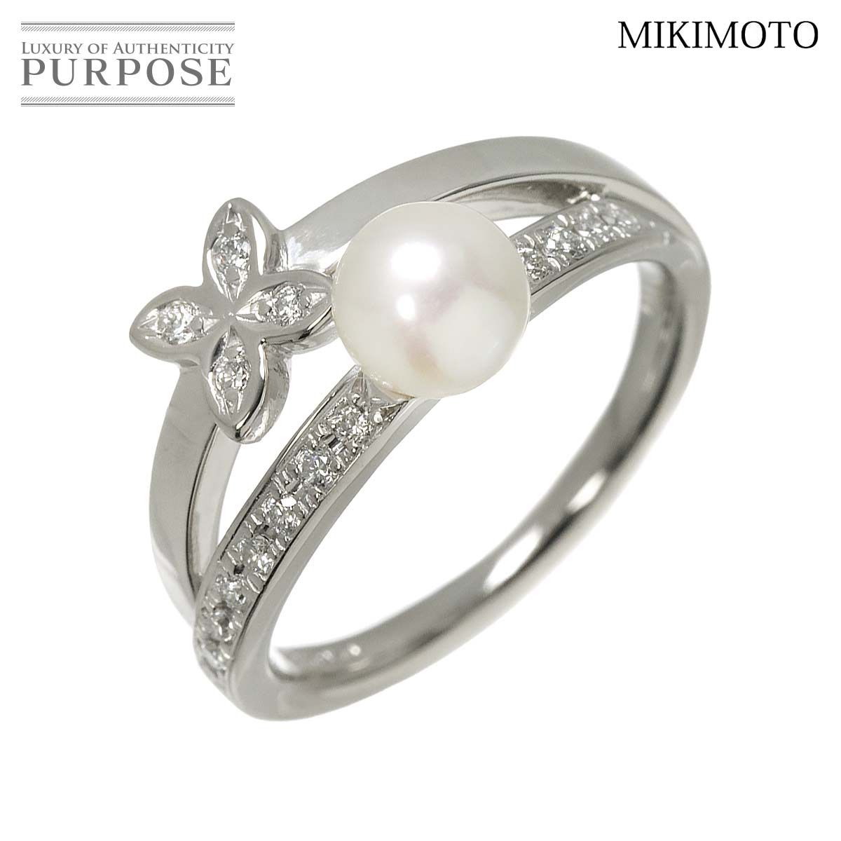 ミキモト MIKIMOTO 9号 リング アコヤ真珠 5.5mm ダイヤ Pt プラチナ 