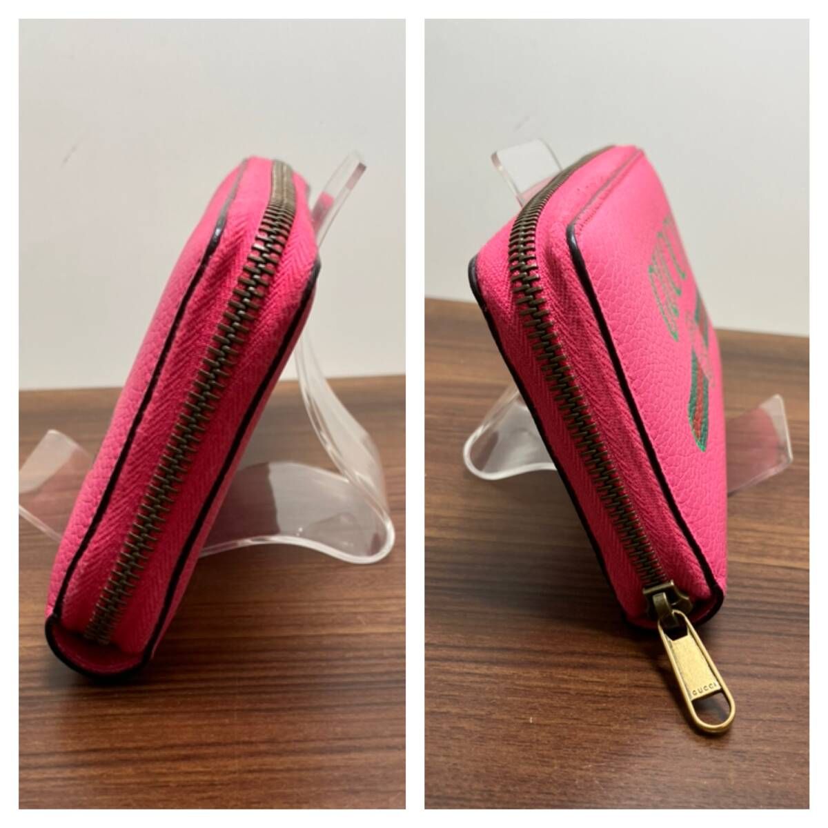 GUCCI グッチ 496317 ラウンドファスナー 長財布 ピンク 箱あり 【公式 