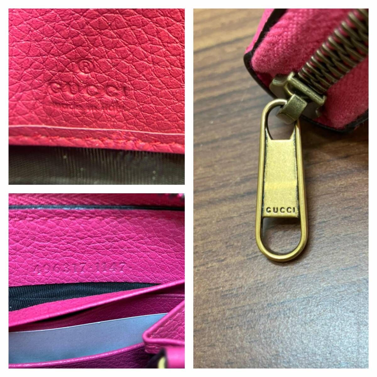 GUCCI グッチ 496317 ラウンドファスナー 長財布 ピンク 箱あり - メルカリ