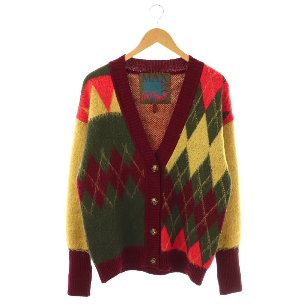 マックス&コー MAX&CO. アーガイル柄 モヘヤ混 ニットカーディガン