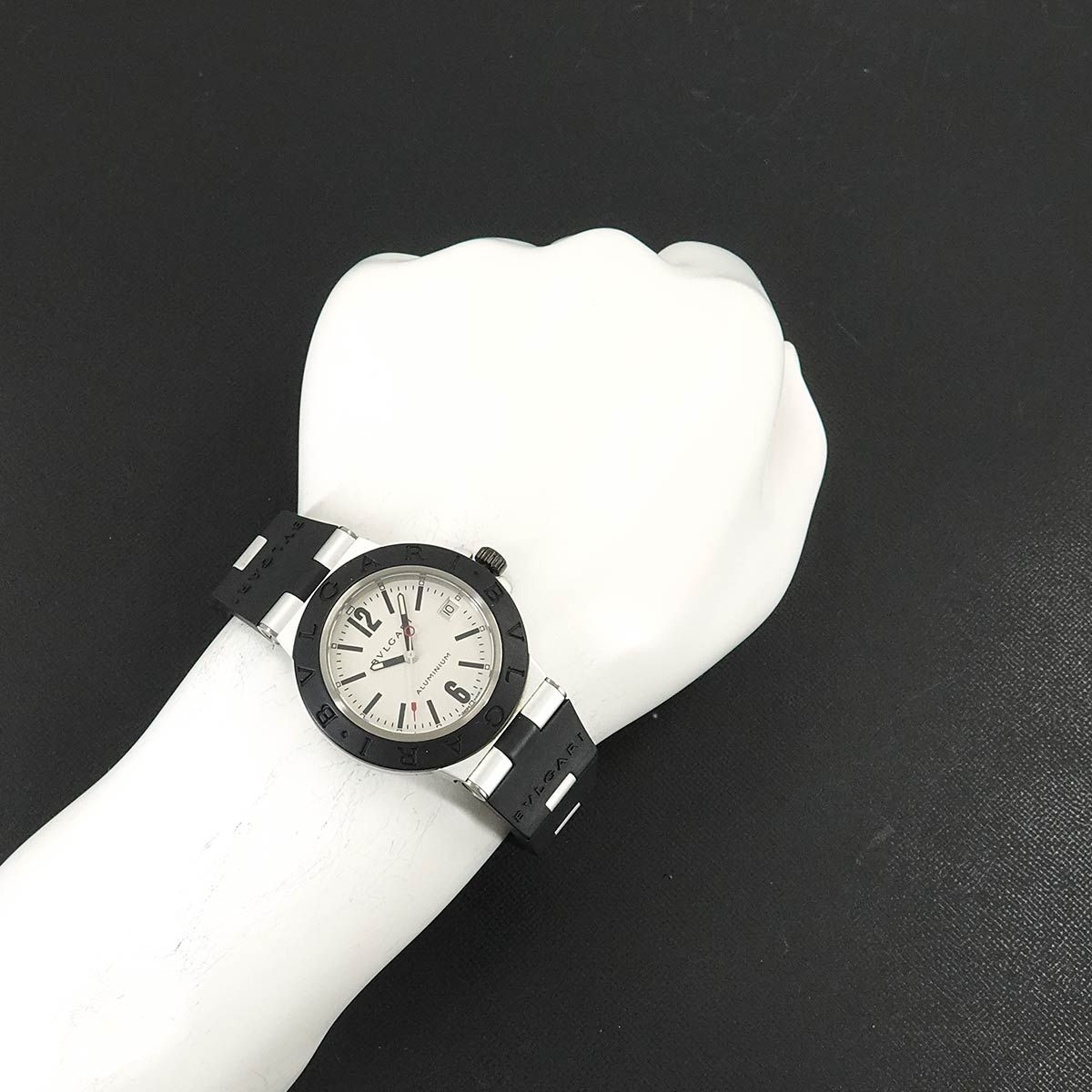 ブルガリ BVLGARI アルミニウム AL38TA メンズ 腕時計 デイト シルバー
