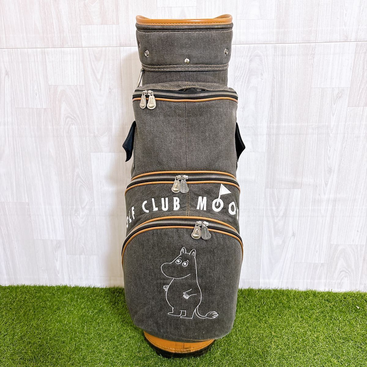 激レア MOOMIN ムーミン キャディバッグ ゴルフバッグ デニム 本革