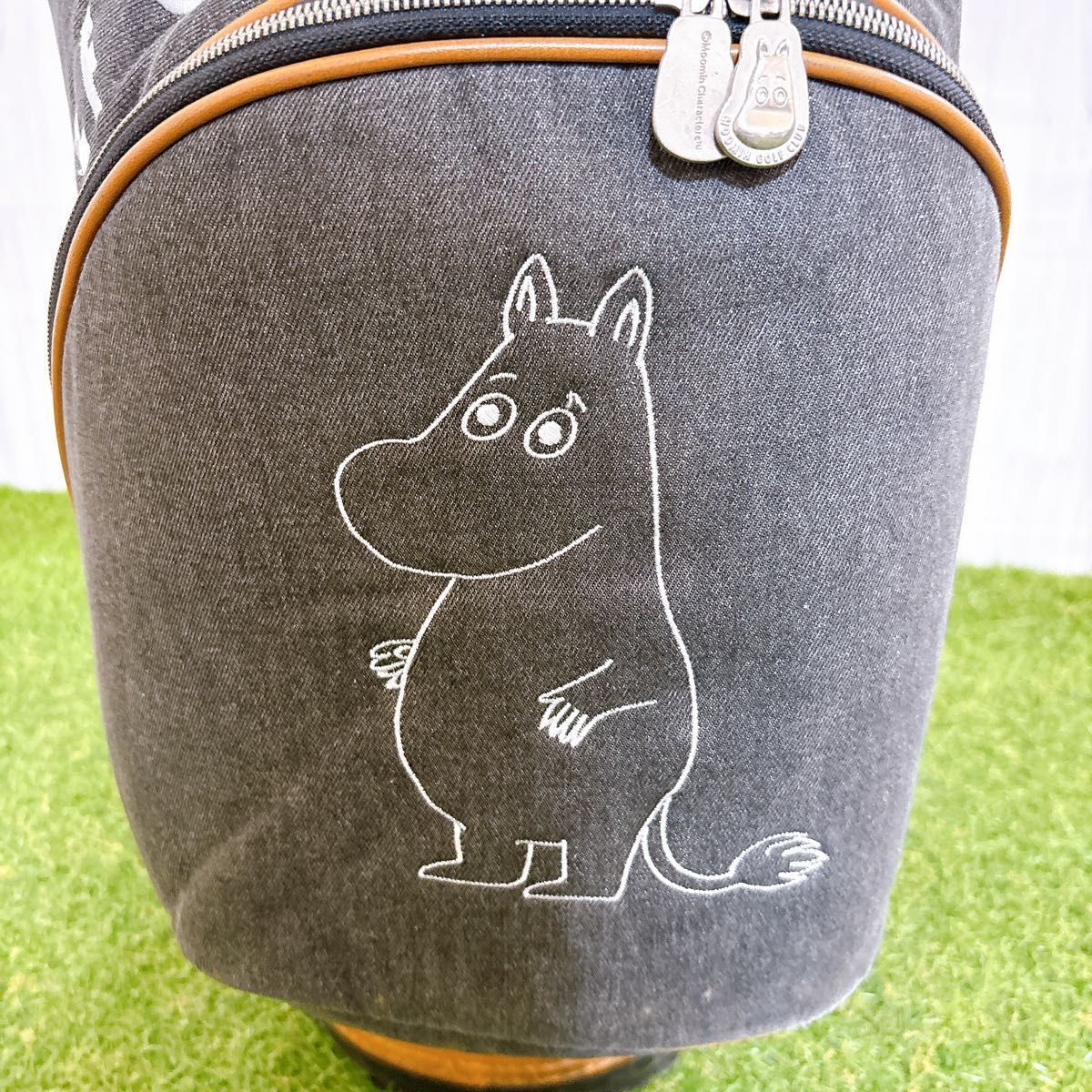 激レア MOOMIN ムーミン キャディバッグ ゴルフバッグ デニム 本革