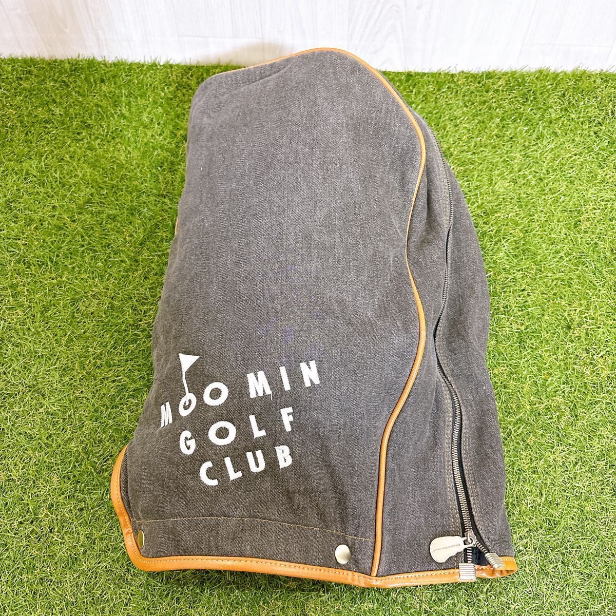 激レア MOOMIN ムーミン キャディバッグ ゴルフバッグ デニム 本革