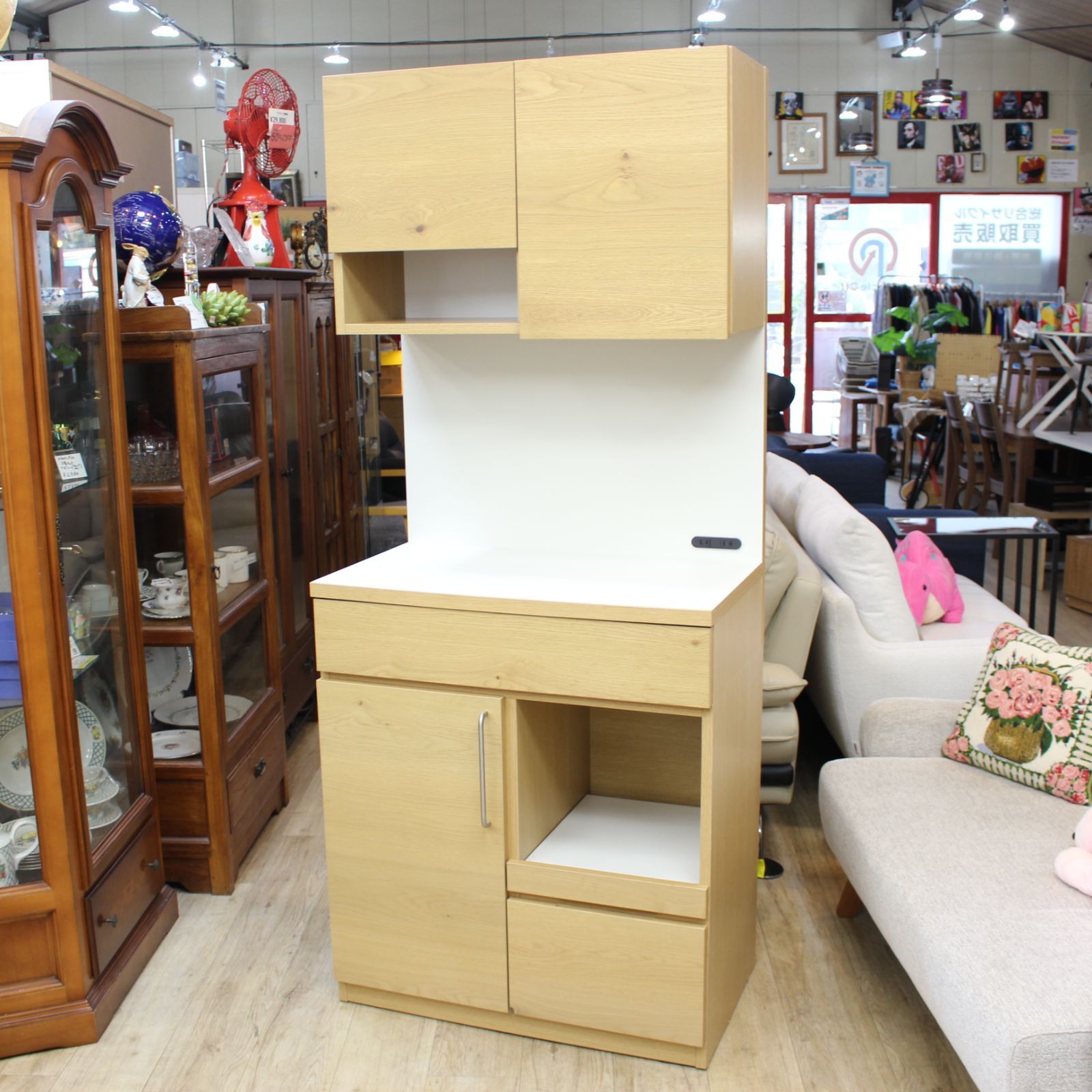 新品 ウニコ SOVI ソヴィ キッチンカウンター W800 スライド棚付き 600)【美品】unico ウニコ SOVI ソヴィ W800 setC キッチンボード 食器