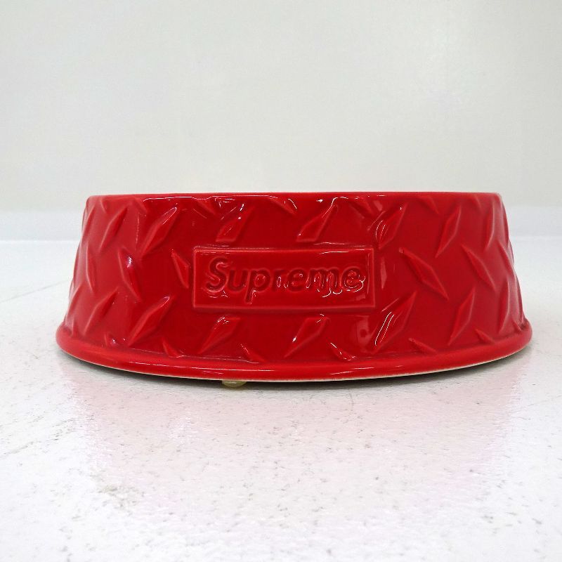 【三重店】Supreme DIAMOND PLATE DOG BOWL シュプリーム ドッグボール 高さ:約6.5cm 直径:約18cm(ペット用)【134-C818】