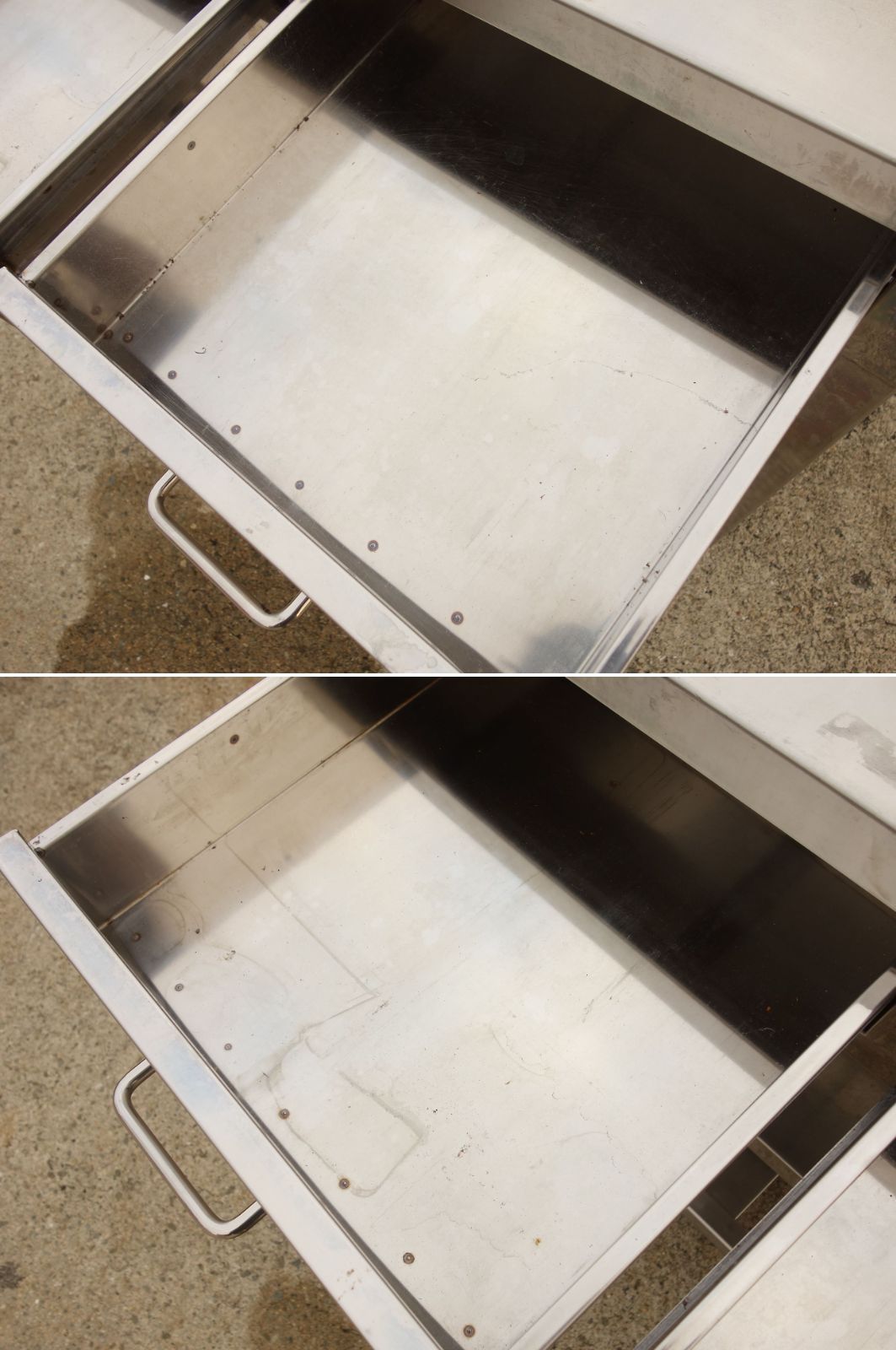 中古】M▽業務用 厨房 作業台 棚 引き出し ステンレス バックガード 幅