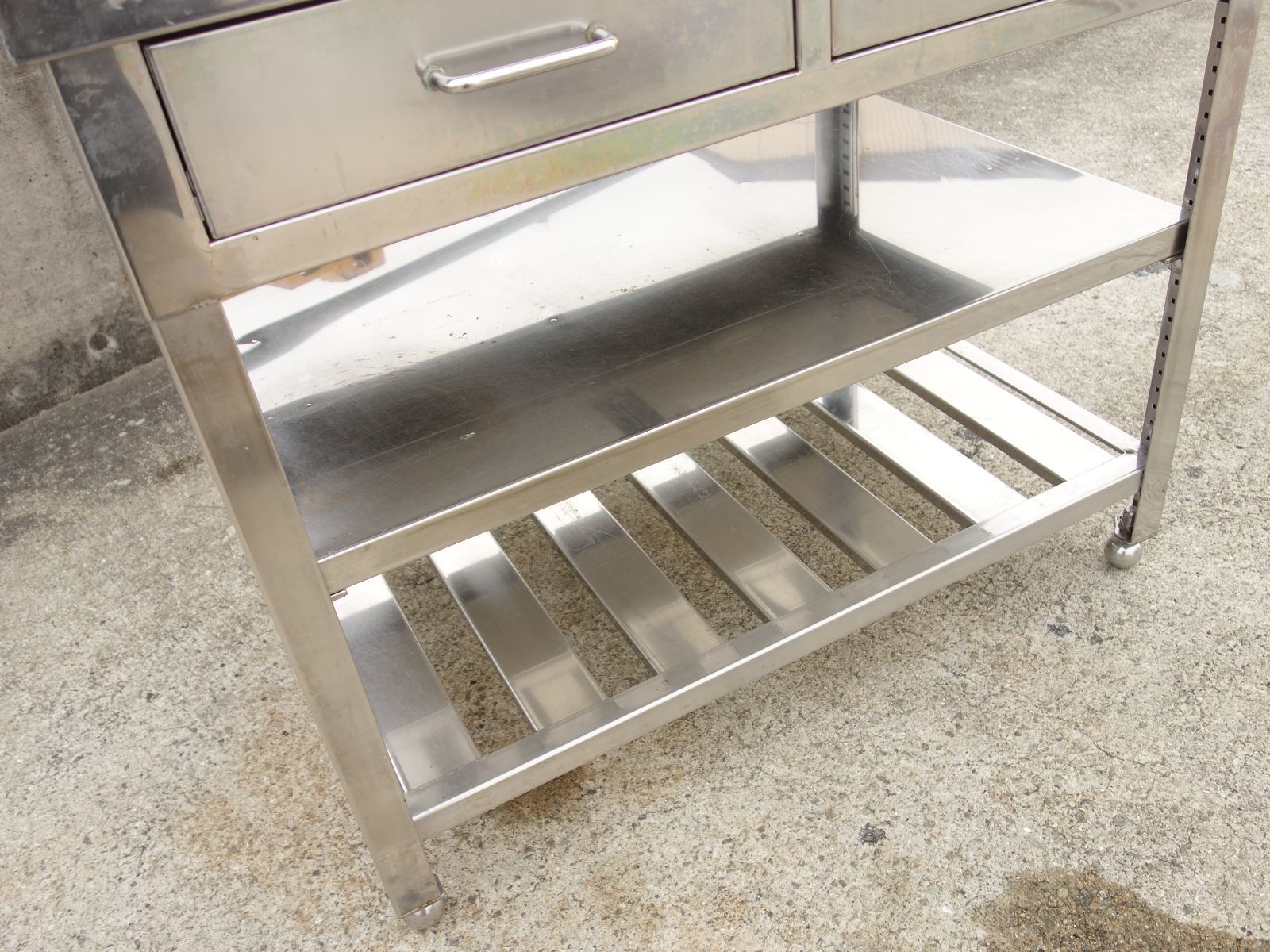 中古】M▽業務用 厨房 作業台 棚 引き出し ステンレス バックガード 幅