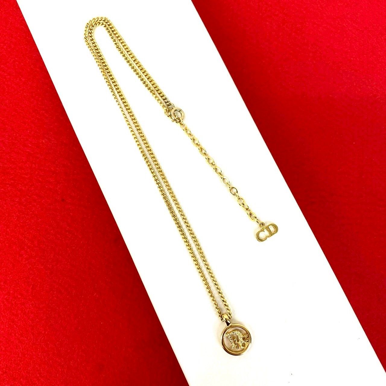 極 美品 Christian Dior クリスチャンディオール ロゴ GP ネックレス