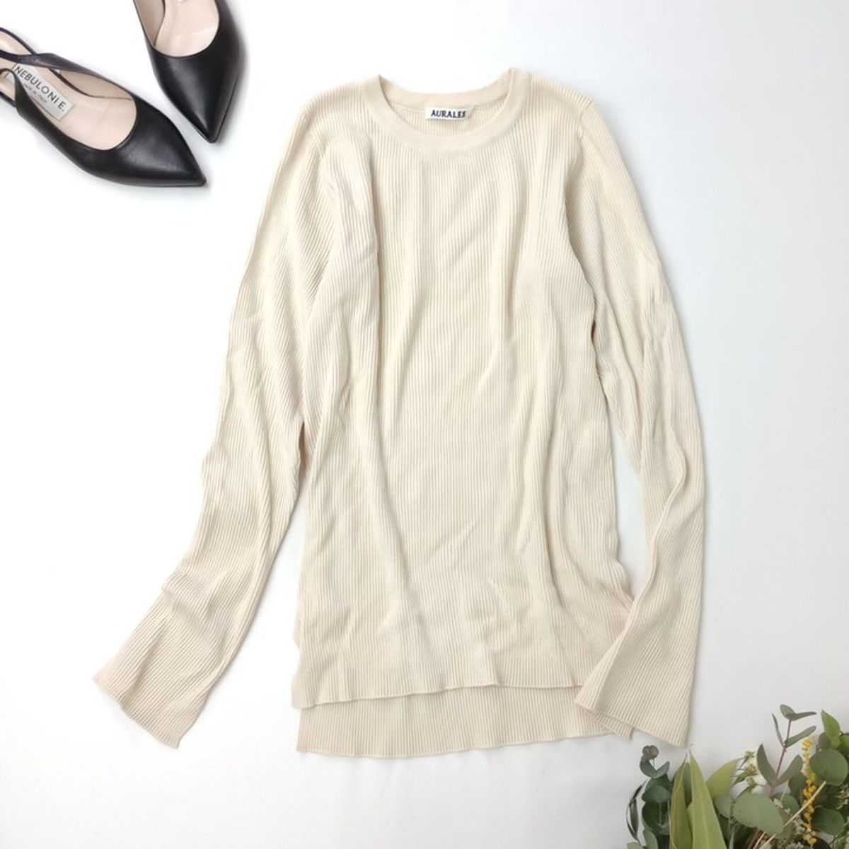 AURALEE オーラリー WOOL CASHMERE HIGH GAUGE RIB KNIT ウール 