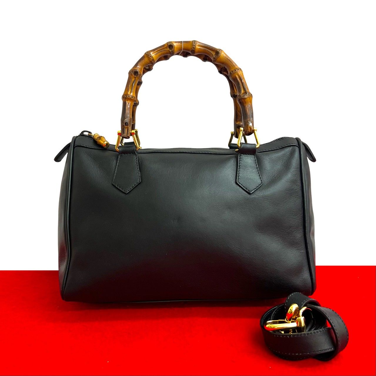 美品 GUCCI オールド グッチ バンブー 2way ショルダー バッグ 黒