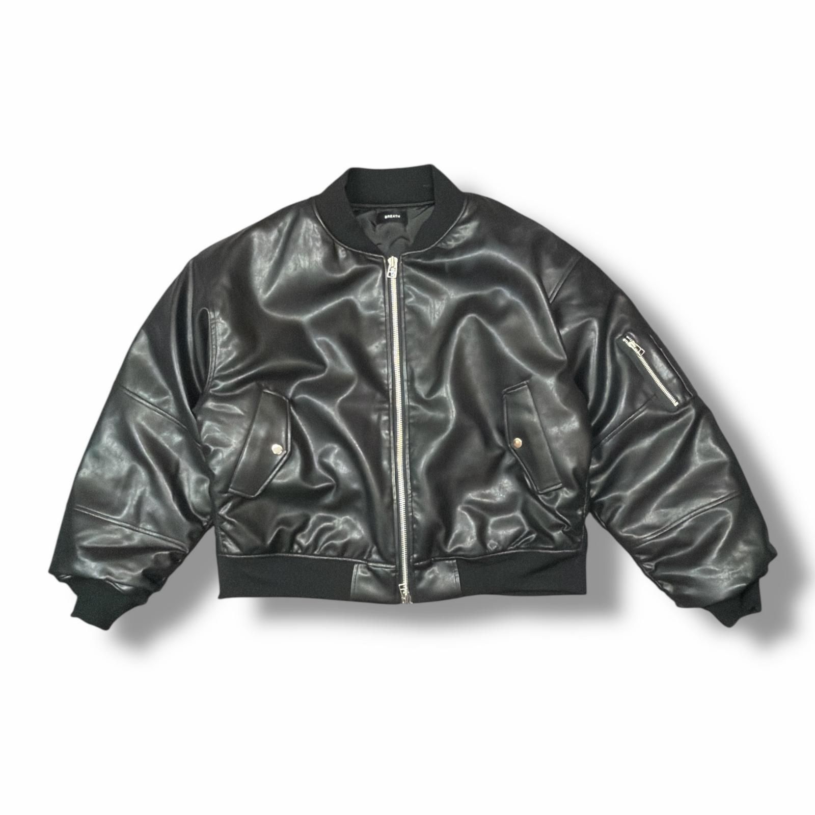 BREATH FAUX LEATHER BOMBER JACKET フェイクレザーボンバージャケット