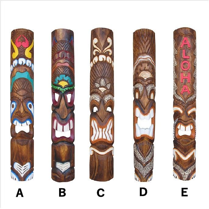 TIKI ティキの木彫りのレリーフ ティキマスク 1ｍ ハワイアン雑貨 インテリア エスニック 壁掛け ティキのお面 ウオールデコレーション 100cm 【アウトレット】350452