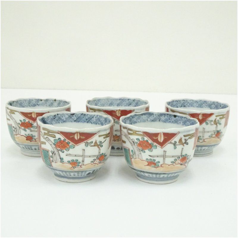 伊万里焼 錦手花鳥文向付5客 器 和食器 おしゃれ 懐石 料理 割烹 骨董