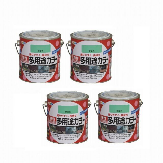 アサヒペン　油性多用途カラー　０．７Ｌ　若草色 4缶セット
