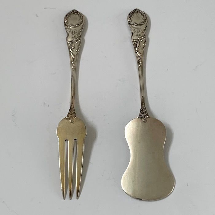 デザートサーバー＋フォークセット【アンティーク】ドイツ製 シルバー