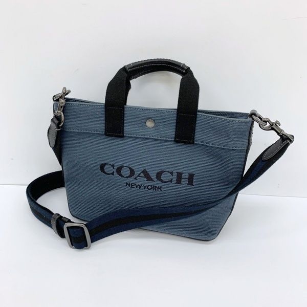メンズ COACH ショルダーバッグ ブルー×ブラック