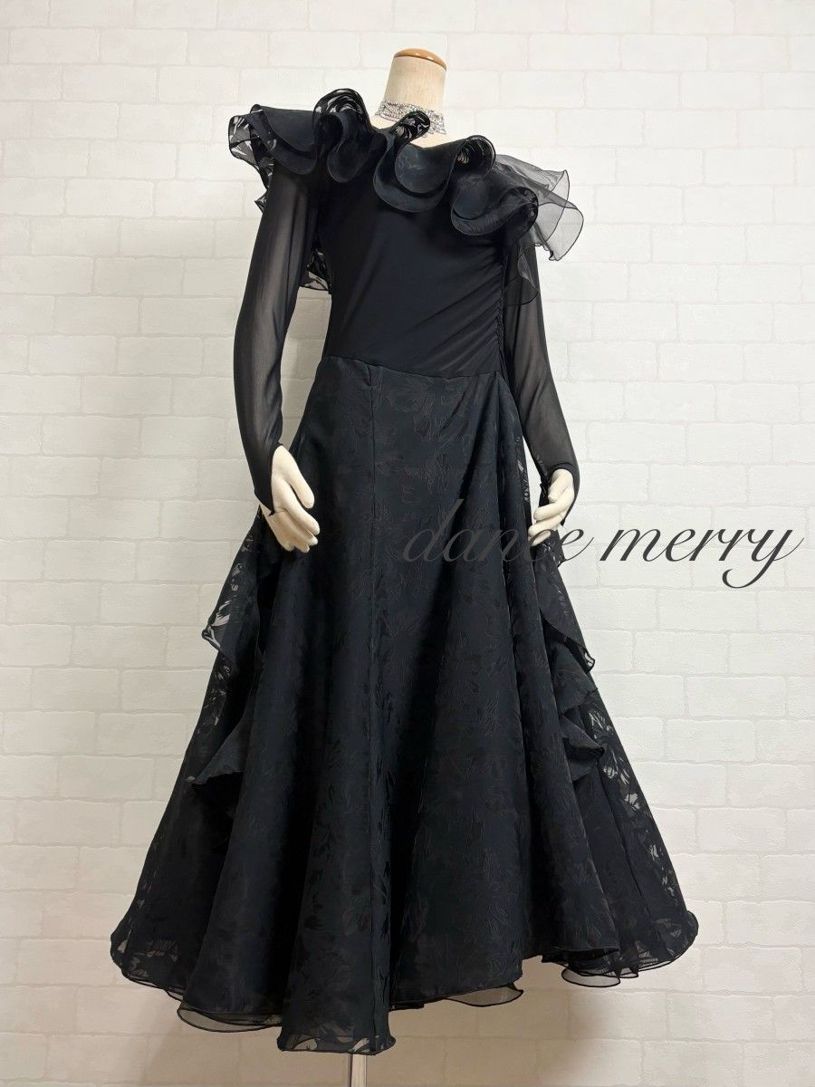 ☆送料無料☆新品 豪華 社交ダンス 黒 ワンピース パーティ ワルツ