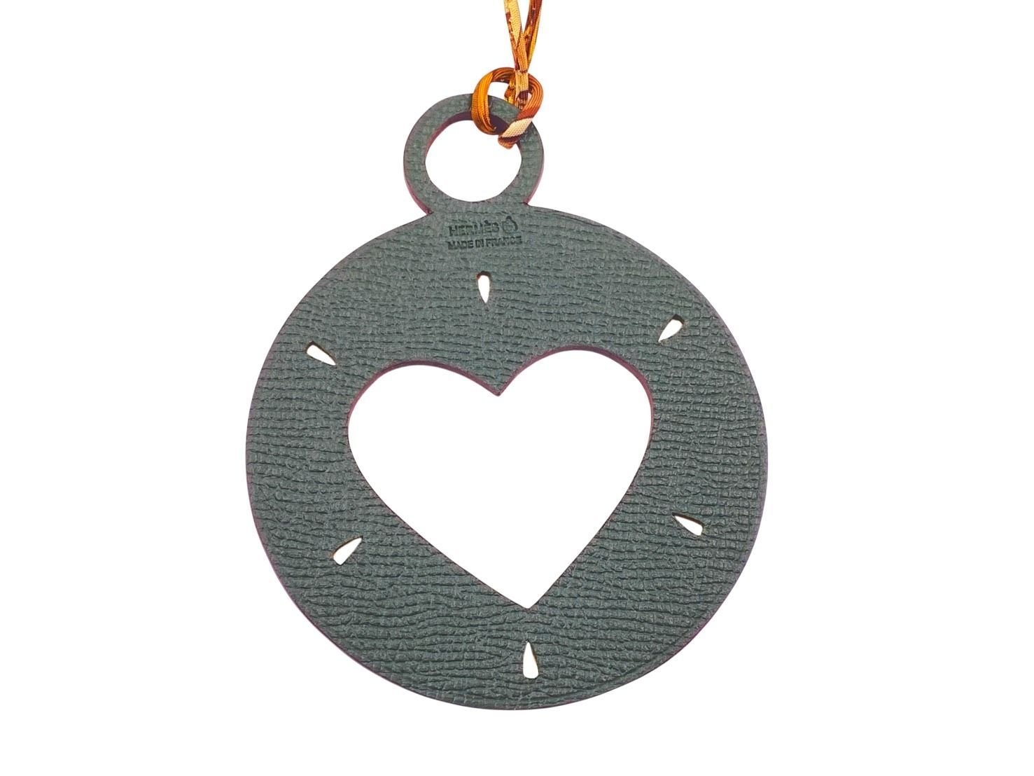 エルメス プティアッシュ ハート チャーム レザー グリーン×オレンジ