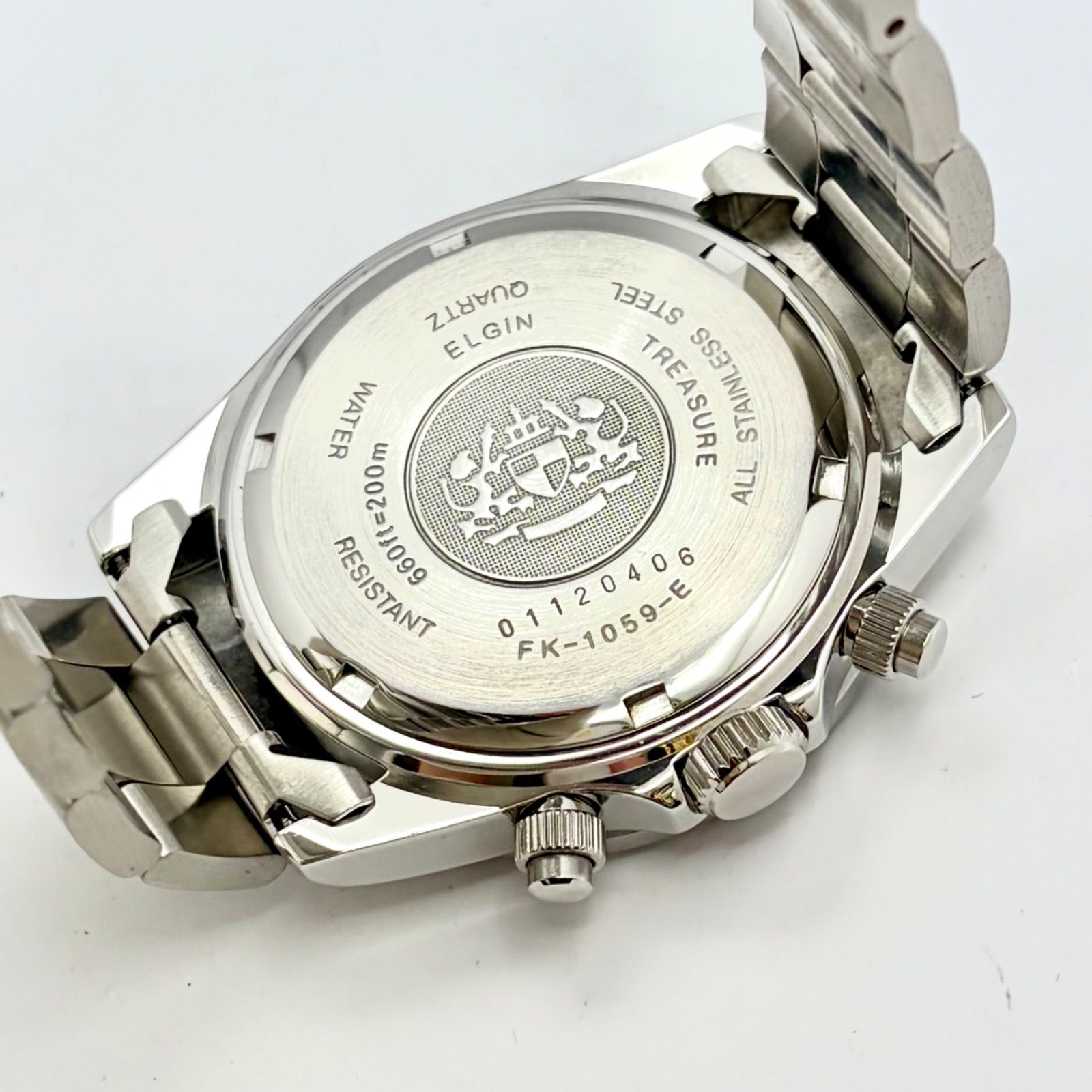 箱付/極美品/新品電池】ELGIN エルジン メンズ 腕時計 クロノグラフ 