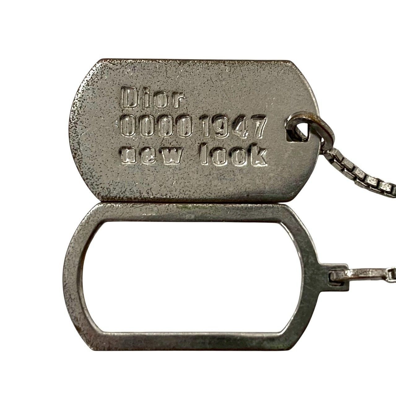 M【Dior】New Look 1947 プレート ドッグタグ ネックレス シルバー