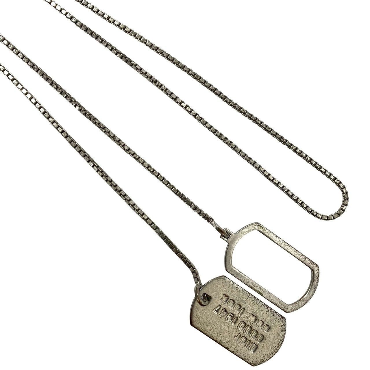 M【Dior】New Look 1947 プレート ドッグタグ ネックレス シルバー