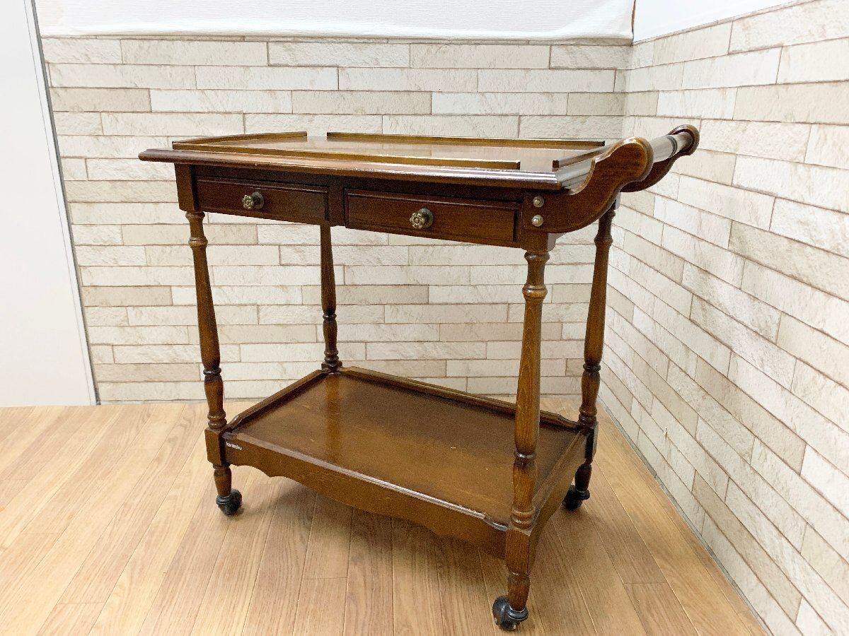 ◇カリモク Karimoku コロニアル キッチンワゴン ティーワゴン