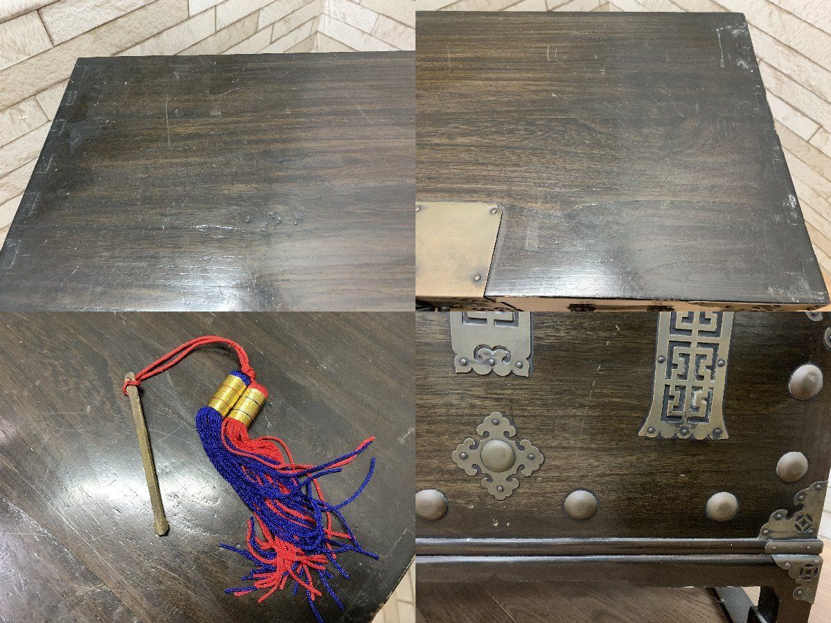 ◇李朝家具 バンダチ 木製 レトロ 収納箱 つづら 半開 引き出し付き 古