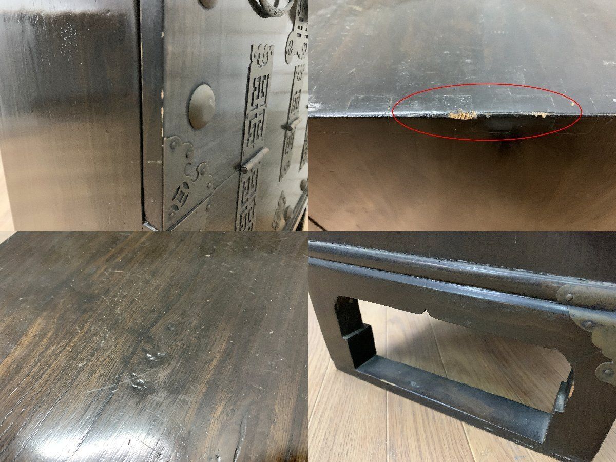 ◇李朝家具 バンダチ 木製 レトロ 収納箱 つづら 半開 引き出し付き 古