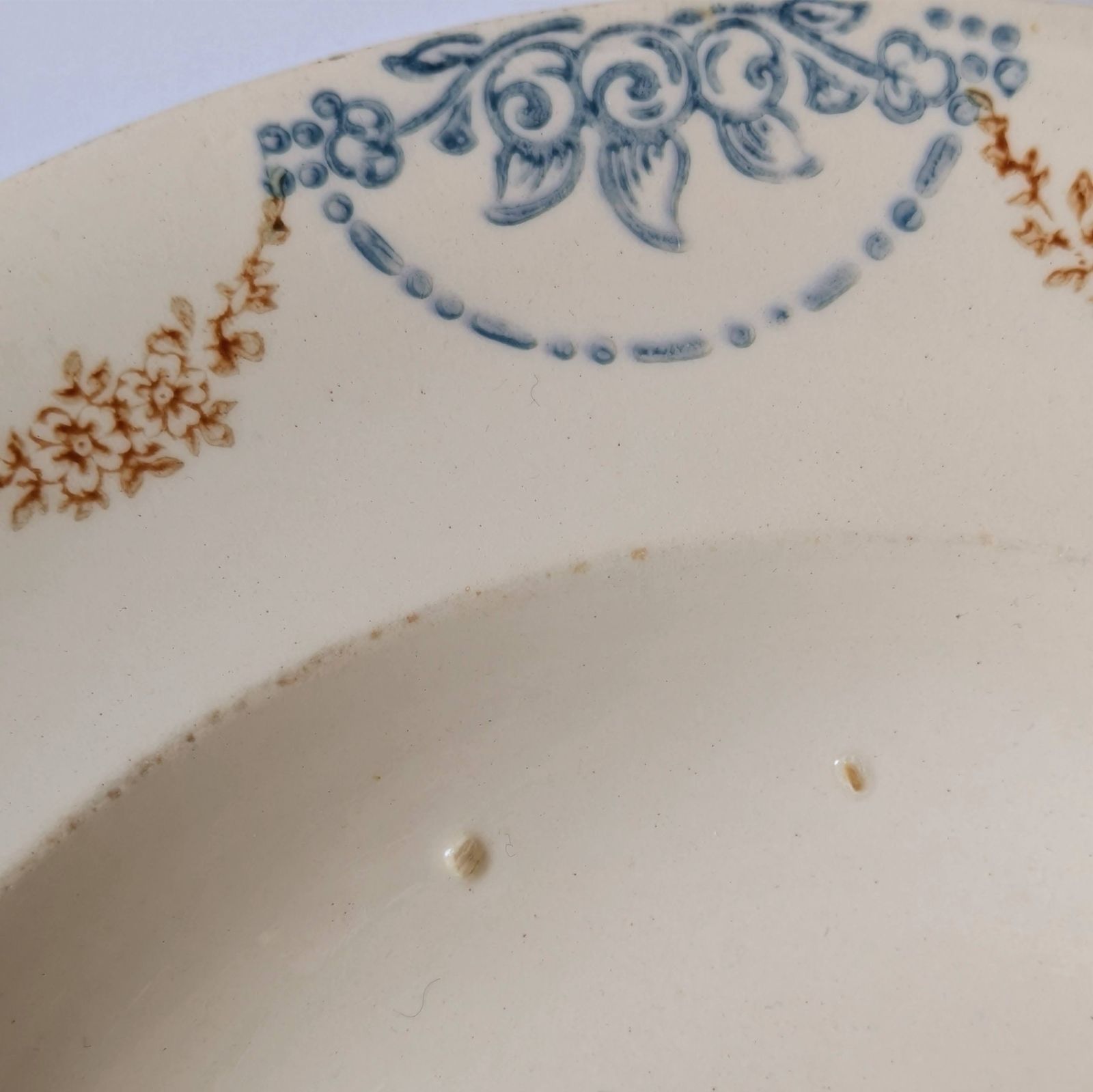 フランスアンティーク 深皿 スーププレート ロンウィ Longwy Toul A