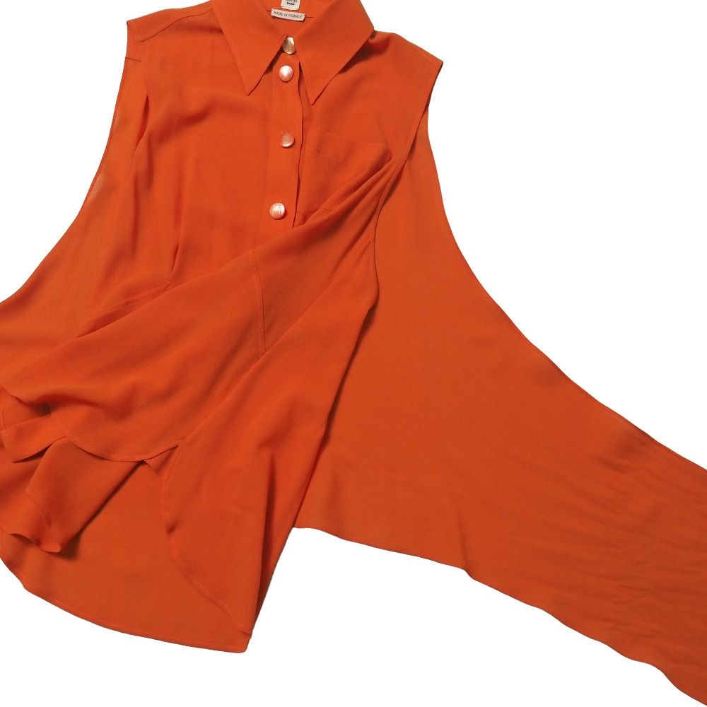 HERMES エルメス ブラウス サイズ36 Hボタン ノースリーブ シャツ