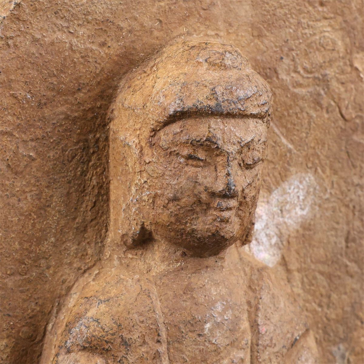 唐物 中国古代石佛 【石彫】 仏像 高20㎝ 重1099g／時代のかけあり