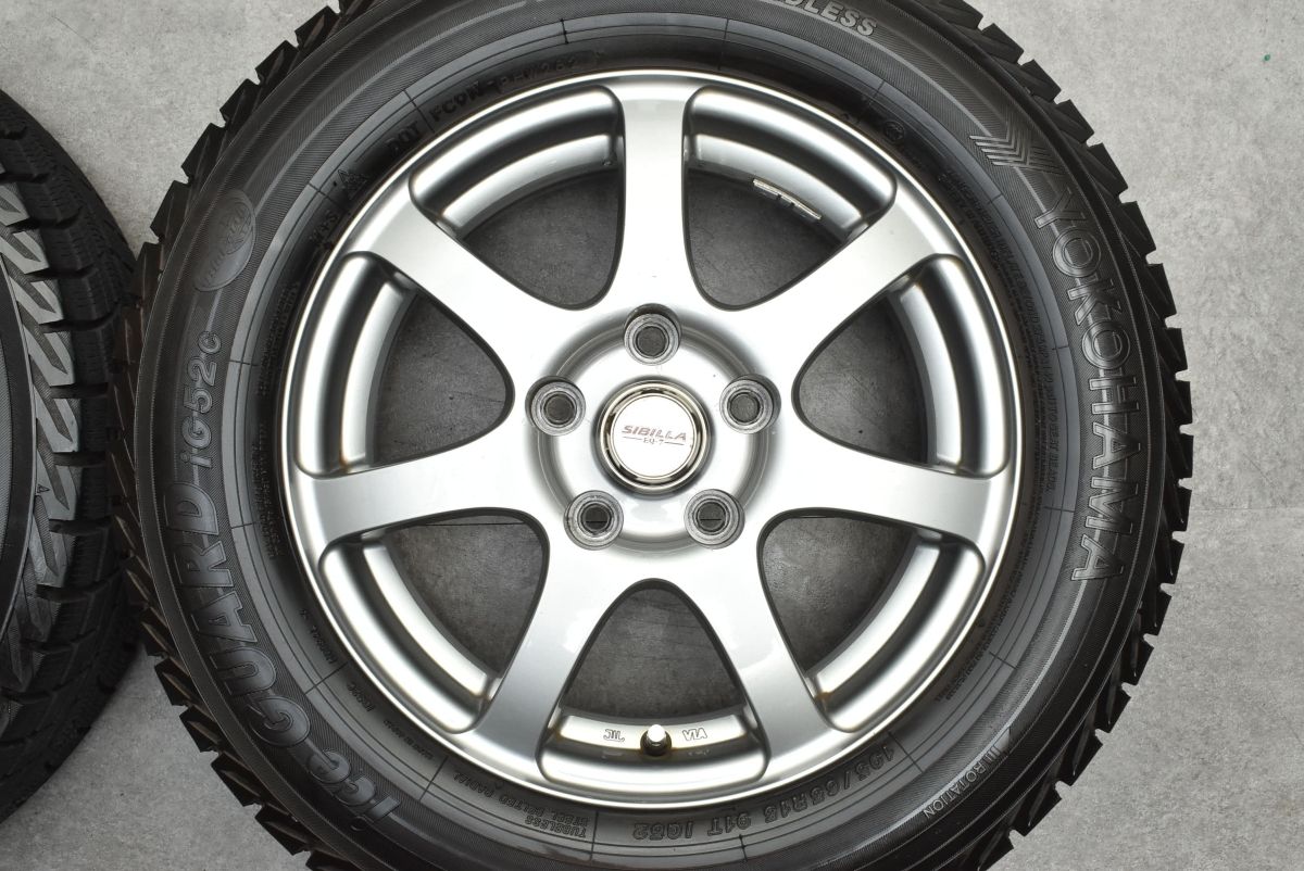 ICE GUARD 195/65R15 タイヤ・ホイール 4本　Sibilla 程度良好品】SIBILLA EQ-7 15in 6J +43 PCD114.3 ヨコハマ アイス