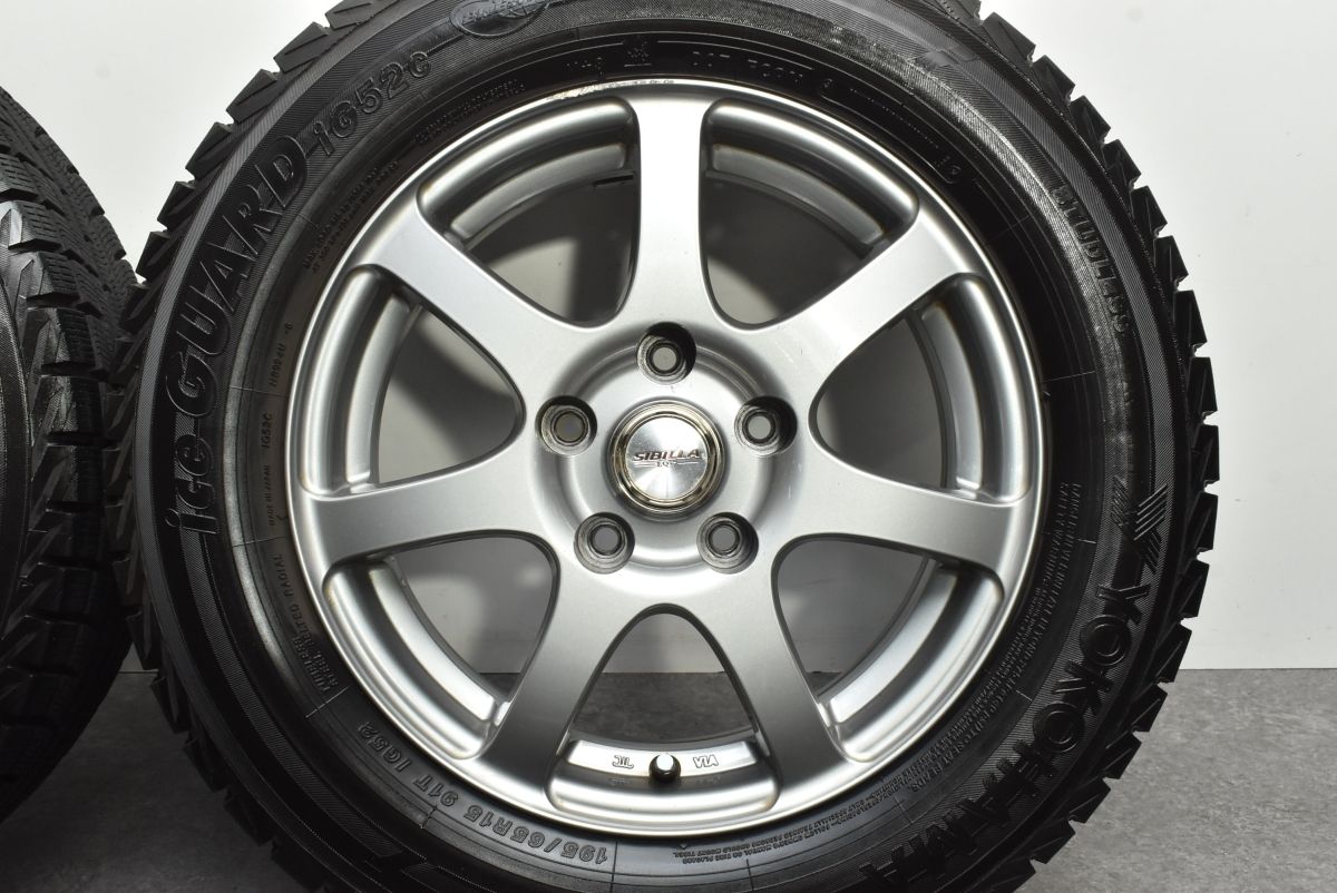 ICE GUARD 195/65R15 タイヤ・ホイール 4本　Sibilla 程度良好品】SIBILLA EQ-7 15in 6J +43 PCD114.3 ヨコハマ アイス