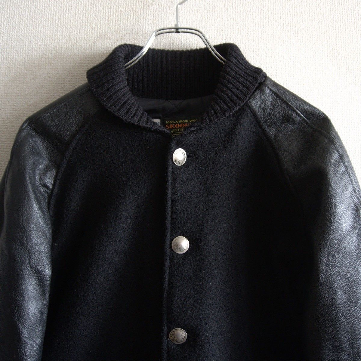 美品】SKOOKUM【メルトン×レザー スタジャン】38 スクーカム ブラック