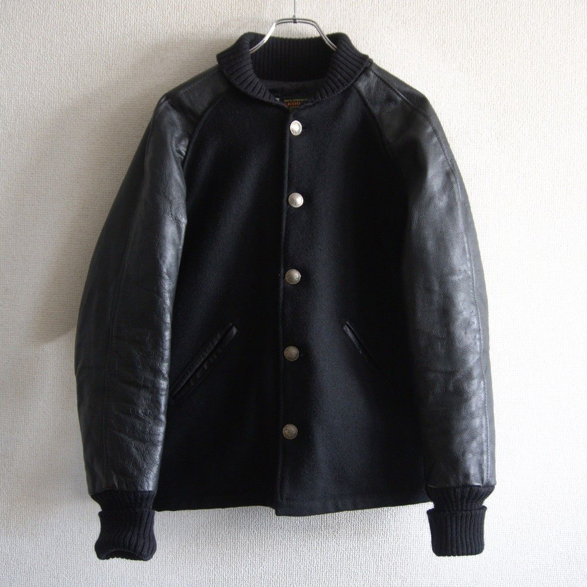美品】SKOOKUM【メルトン×レザー スタジャン】38 スクーカム ブラック