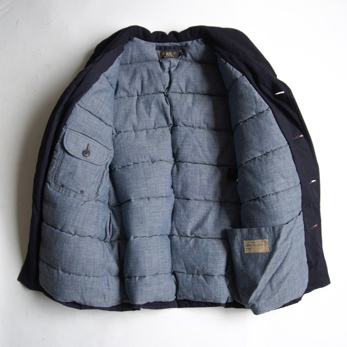 名作】RRL【ショールカラー マッキーノ コート】M ダウン ネイビー
