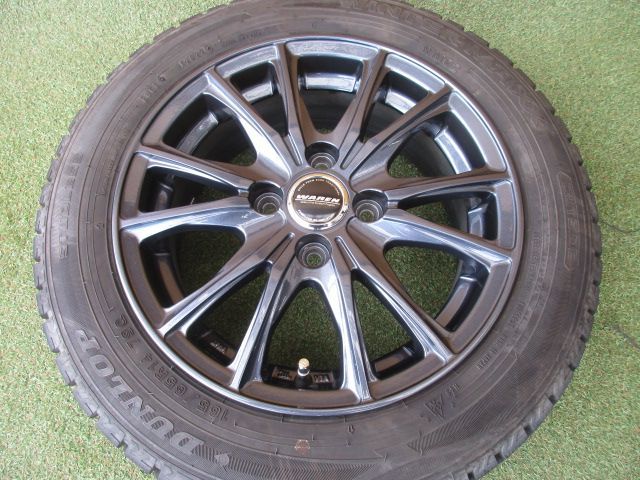 バリ溝　165/65R14 ルーミー　新品キャップ付き 中古】 送料込み ワーレン 165/65R14 スタッドレスタイヤ4本SET