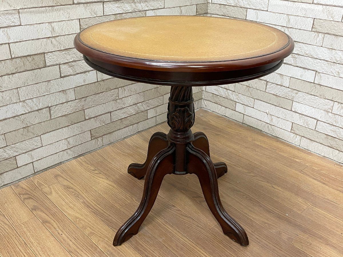 ○クロシオ コモ レザートップ サイドテーブル カフェテーブル 丸