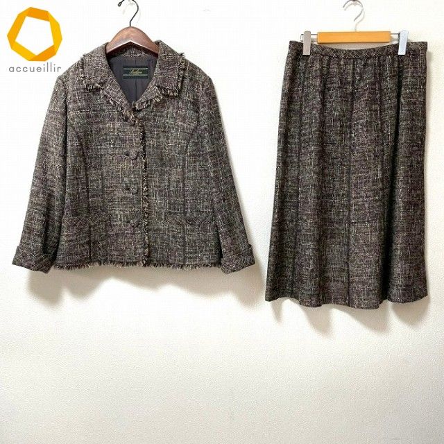 wnc レリアン Leilian スカートスーツ セットアップ 13 こげ茶 黒