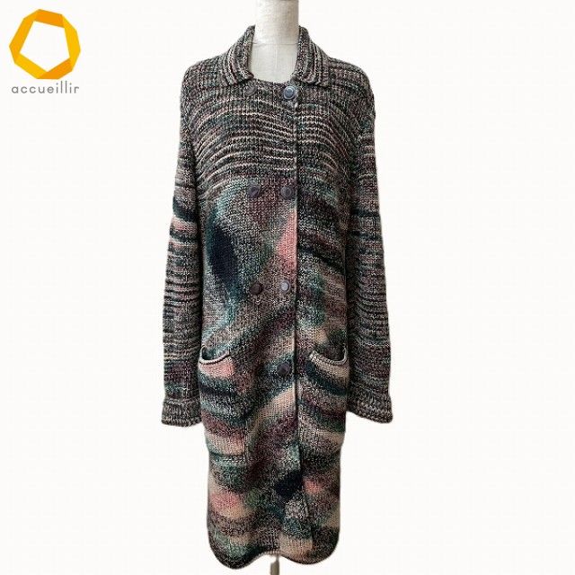 wnc ミッソーニ MISSONI コート 48 ピンク系 紺系 ニット カーディガン