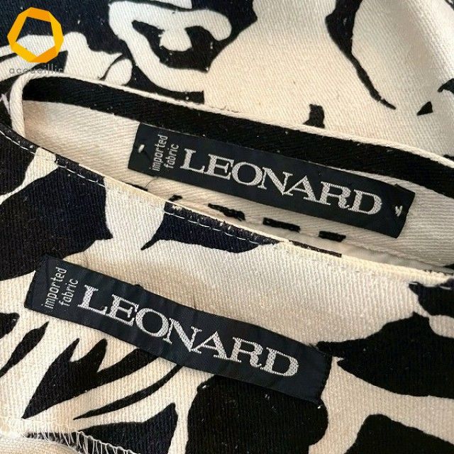 anc レオナール LEONARD セットアップ ツーピース 11 アイボリー 黒