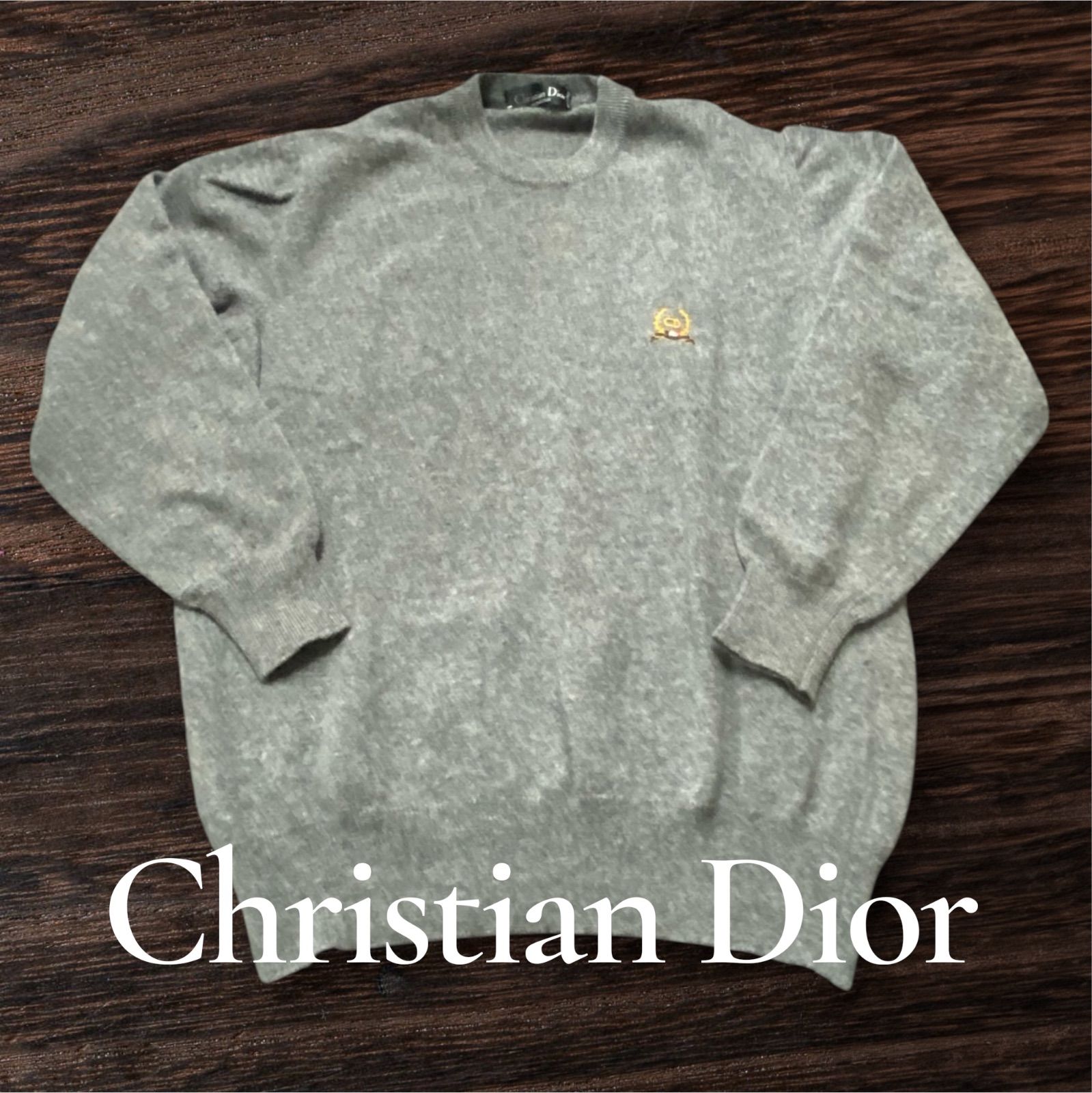 Christian Dior クリスチャンディオール ムッシュ 90s イタリア製 オールド 長袖 セーター 50 グレー