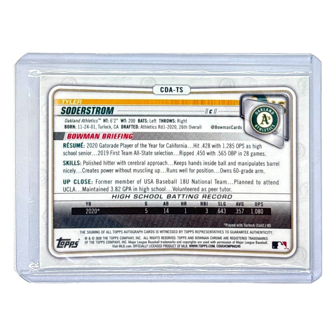TOPPS MLBカード BOWMAN CHROME 1ST TYLER SODERSTROM OAKLAND
