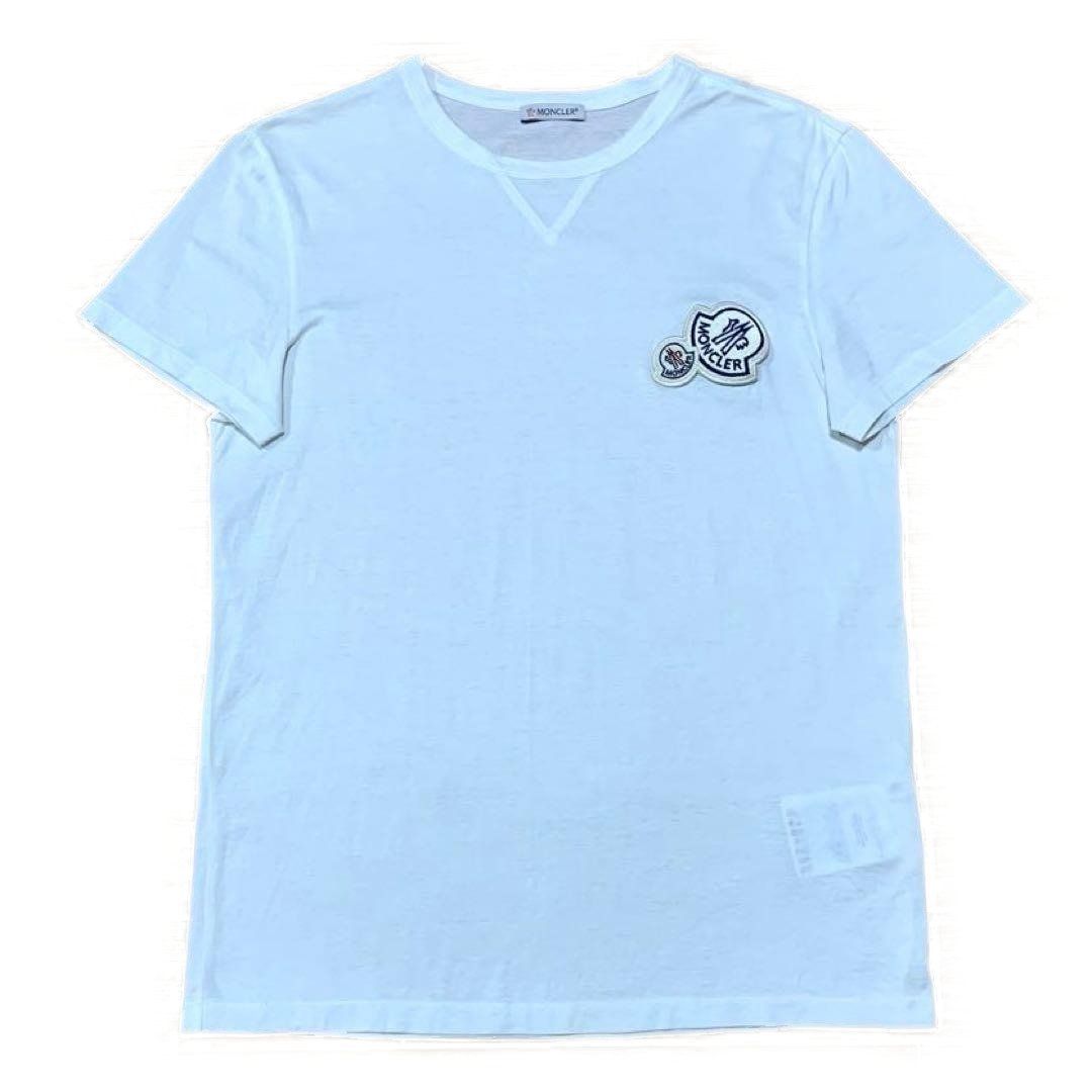 MONCLER ワッペン ホワイト Vネック Tシャツ 4S543 - メルカリ