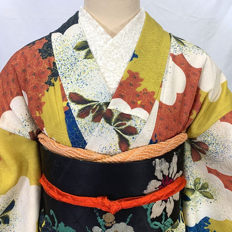 603aa19◇アンティーク着物 雲文 橘 レトロモダン 大正ロマン 昭和