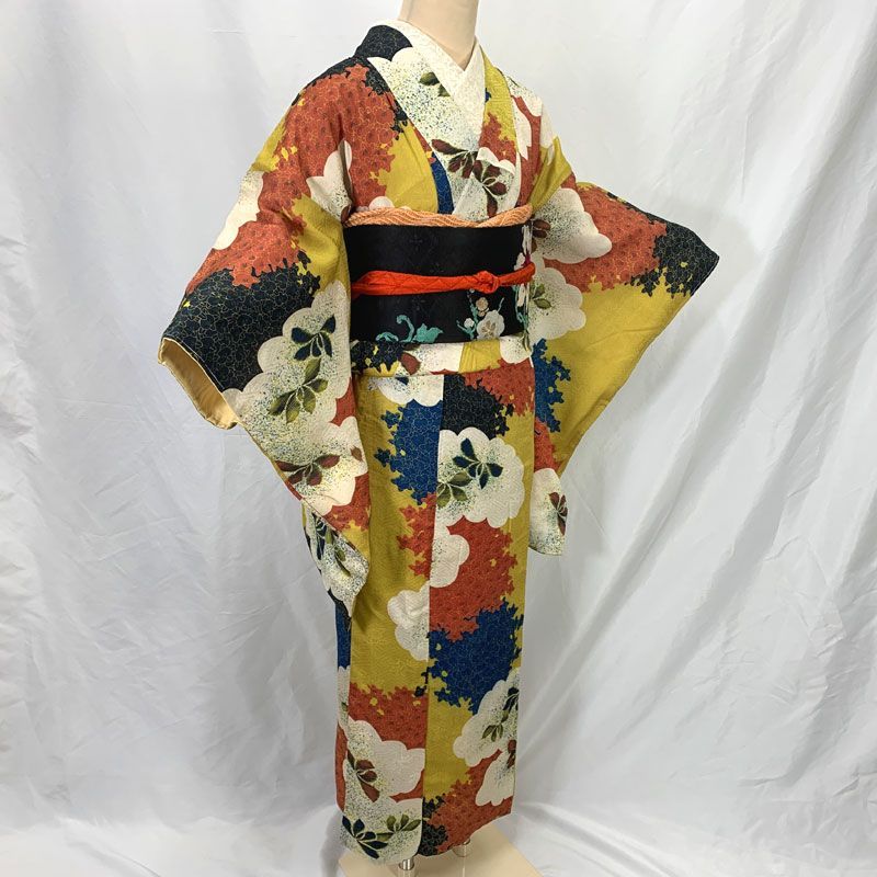 603aa19◇アンティーク着物 雲文 橘 レトロモダン 大正ロマン 昭和